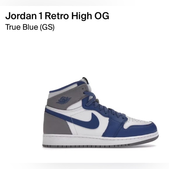 Nike Air Jordan 1 Retro High OG True Blue Grey White GS Size 5.5Y Worn Once
